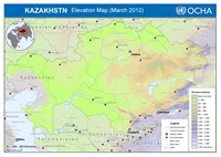 Carte relief altitude Kazakhstan