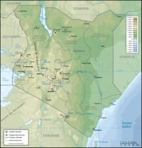 carte Kenya relief altitude