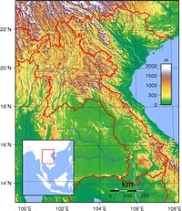 carte Laos relief altitude