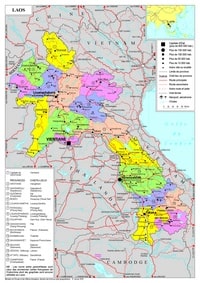 grande carte Laos provinces chefs-lieux villes routes