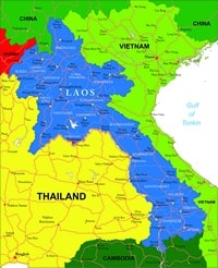 carte Laos villes provinces routes pays alentours