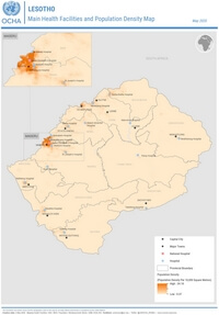 carte population Lesotho hôpital
