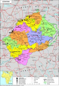 grande carte Lesotho ville route
