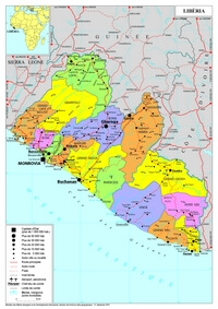 grande carte Liberia région ville route