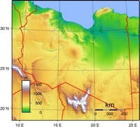 Carte Libye relief altitude