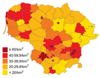 carte Lituanie densité population