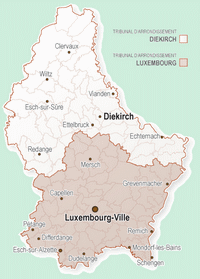 Carte Luxembourg arrondissements judiciaires