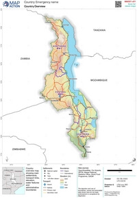 Grande carte Malawi relief route