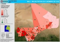 carte Mali nombre de cas de malnutrition global et sévère en 2011
