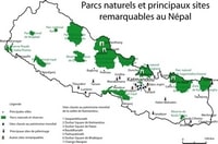 Carte Népal parcs naturels réserves sites classés