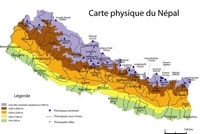 carte Népal physique altitude sommets cours eau villes