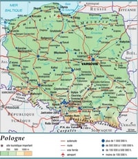 carte Pologne villes routes altitude