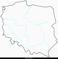 Carte Pologne vierge avec les fleuves