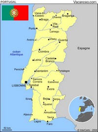 carte Portugal simple villes capitale drapeau