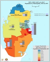 carte Qatar densité de population par région en 2015