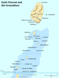carte Saint-Vincent-et-les-Grenadines région ile