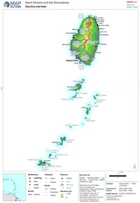carte Saint-Vincent-et-les-Grenadines relief altitude