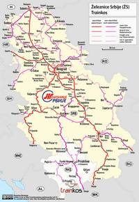 carte Serbie train