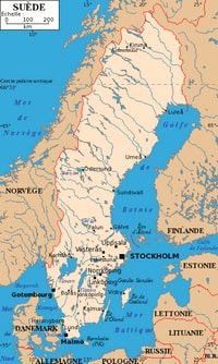 Carte Suède villes rivières