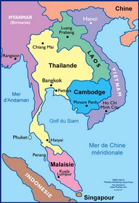 carte Thaïlande pays aux alentours