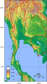 carte Thaïlande relief altitude