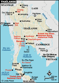 carte Thaïlande villes capitale Bangkok parc national