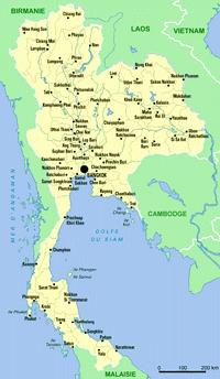 carte Thaïlande villes et les rivières