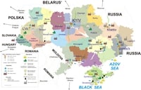 Carte touristique Ukraine gares ports aéroports cités médiévales