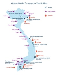 carte Vietnam postes de frontières accessibles pour les touristes avec Visa