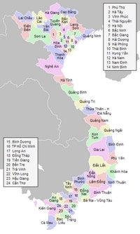 carte Vietnam provinces
