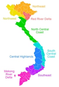 carte Viet Nam régions