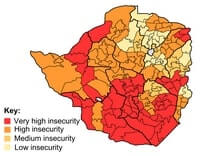 Carte Zimbabwe insécurité alimentaire FAO WFP