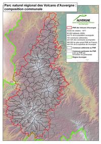 carte Parc Naturel Régional des volcans d'Auvergne avec les communes