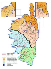 carte Corse administrative communes cantons arrondissements