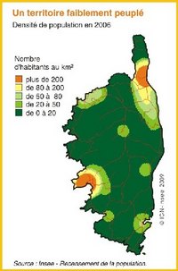 carte Corse densité de population en 2006