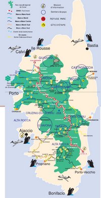 carte Corse GR 20 sentiers randonnée
