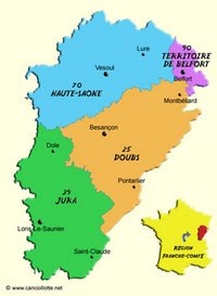 carte Franche-Comté départements