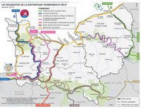carte véloroutes ou pistes cyclables de la Haute et de la Basse-Normandie