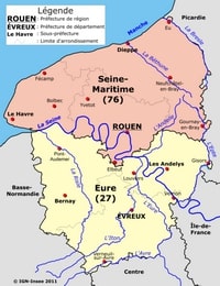 carte Haute-Normandie administrative préfectures