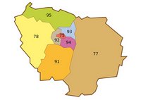 carte Île-de-France départements et les numéros de département