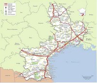 carte Languedoc-Roussillon routes autoroutes départementales aéroports