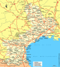 carte Languedoc-Roussillon villes et les routes