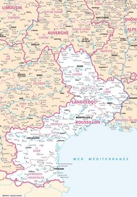 carte Languedoc-Roussillon villes et les rivières