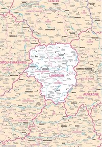 carte Limousin villes et les rivières