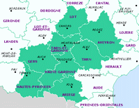 Carte administrative des Midi-Pyrénées