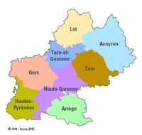 carte Midi-Pyrénées départements
