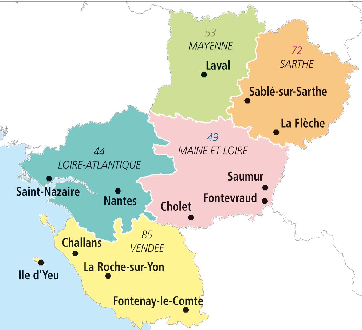 Cartograf.fr : Les régions de la France : Les Pays de la Loire