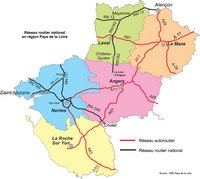 carte Pays de la Loire routes nationales autoroutes