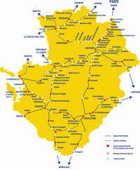 carte Poitou-Charentes gares et les TER