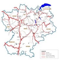 carte Rhône-Alpes routes et les autoroutes